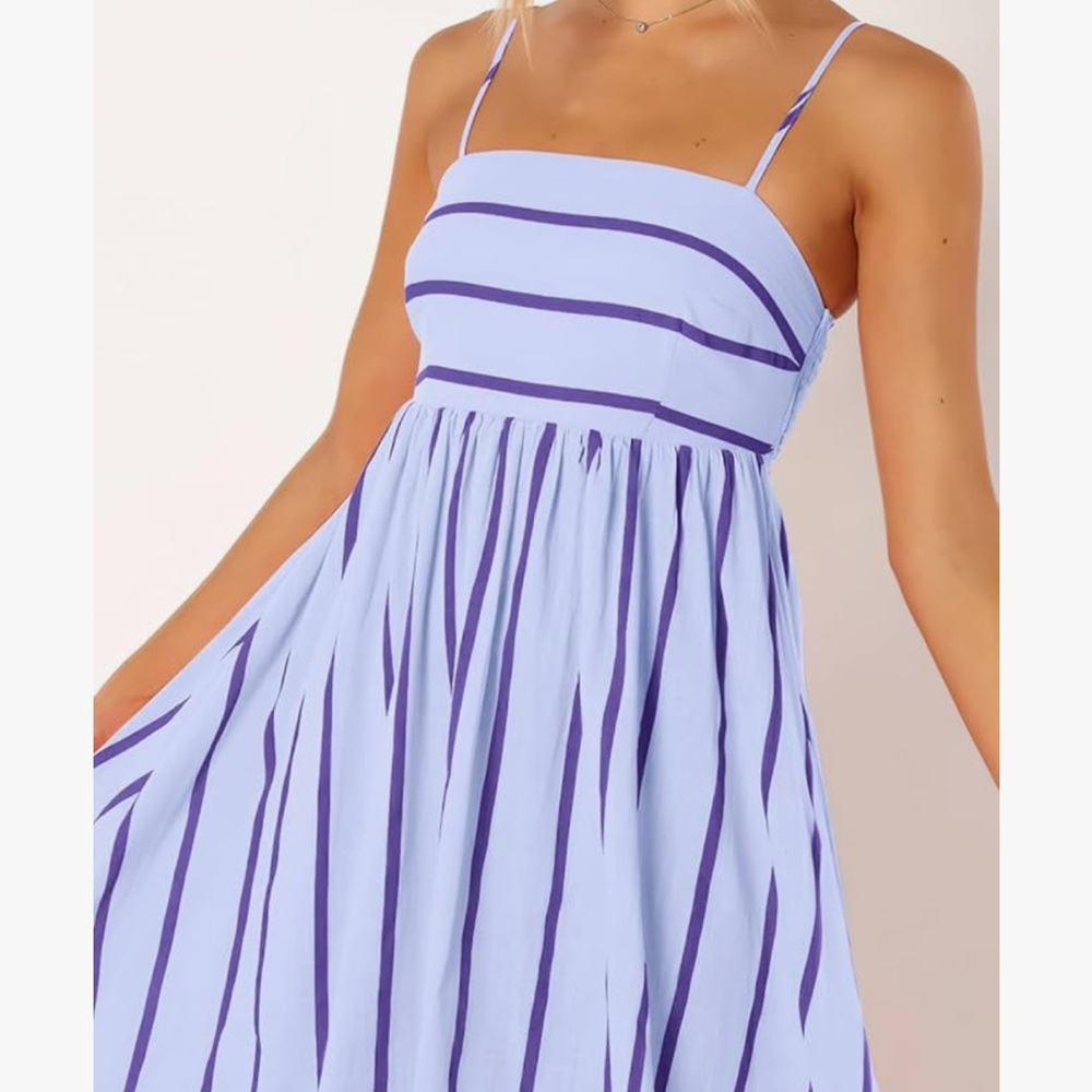 Petal & Pup Lavender and Navy Striped Maxi Dress - Picture 2 of 6